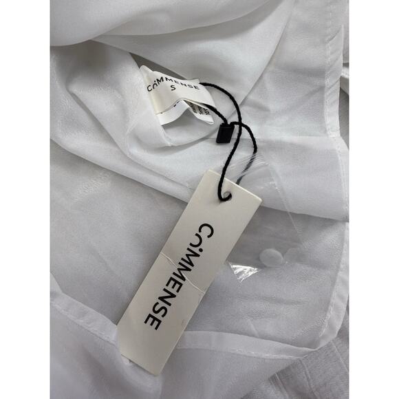 Commense White Maxi Dress Small NWT Lined Puff Sleeve Button Front Elegant - Picture 10 of 11